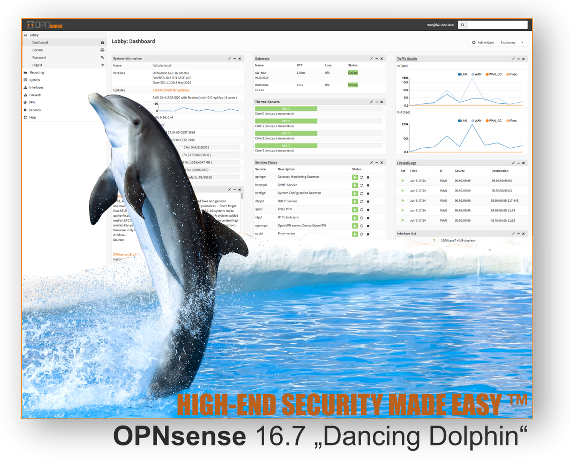 Deciso announces the next major release of OPNsense 16.7 “Dancing Dolpin”